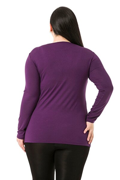 DISENTIS MODEST Plus Size Crew Neck Long Sleeve Viscose Plum Body
