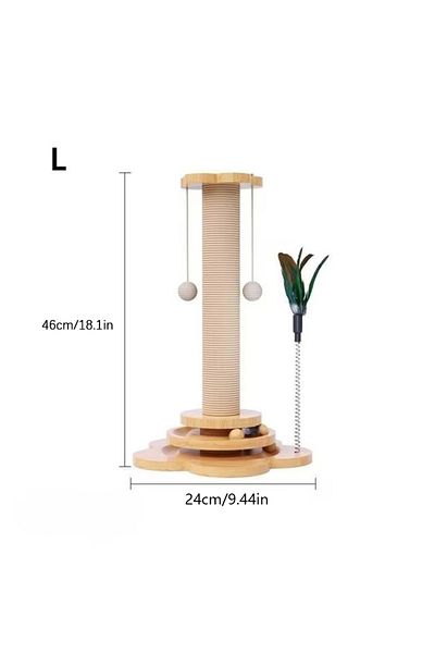 Choice L Pet Cat Toy Solid Wood Cat Turntable Funny Cat Stick Balls Durable Sisal Scratching Board Cat Sup.