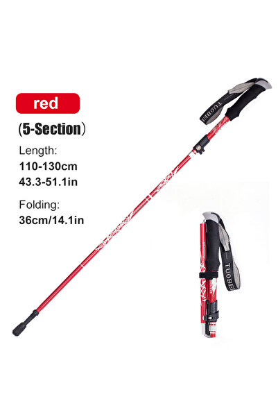 Choice عصا مشي قابلة للطي محمولة بخمسة أقسام ومقبض مستقيم، مناسبة للرحلات وال...