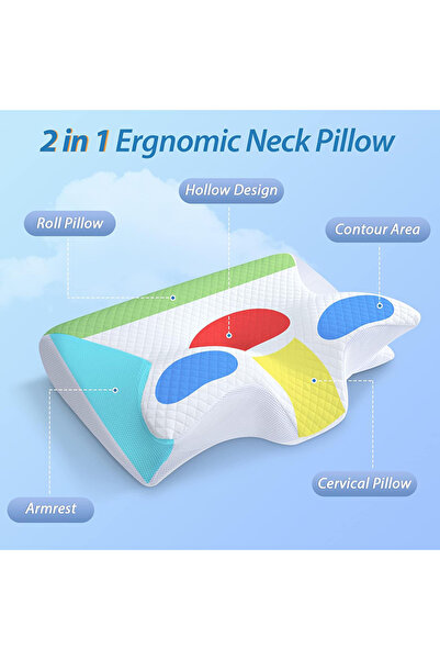 Choice 1 件记忆泡沫颈枕，2 合 1 趋势颈枕，适用于颈部疼痛，趋势...