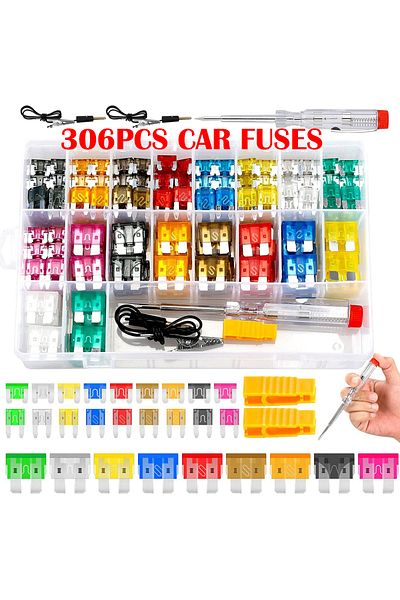JORPETS 306pcs Car Fuse 5a10a15a20a25a30a35a Amplifier With Box Clip Combination Car Blade Fuse Set With ...