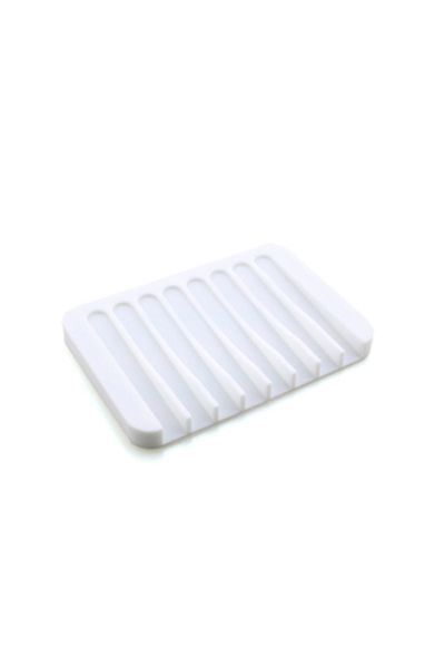 Choice White Bathroom Silicone Soap Dish Drain Bath Drain Soap Rack Kitchen Countertop Sponge Rack Drying T