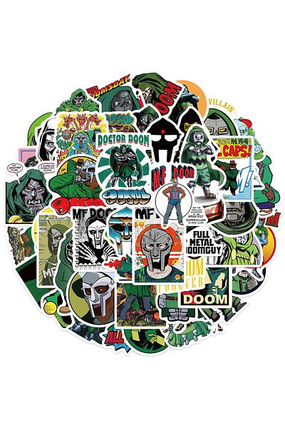 Choice 50pcs All 50pcs Mf Doom Stickers Diy Diary Laptop Luggage Skateboard Graffiti Decal Fun Stylish Clas