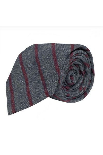 CROATE Gray Striped Soft Cotton Fabric Tie