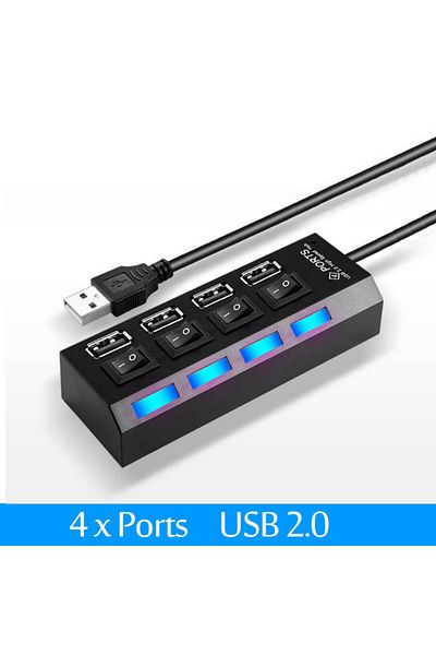 Choice 1 Drag 4 Black USB 2.0 Hub Multi USB Splitter Hub Use Power Adapter 4 Port Multiple Expander USB Hub