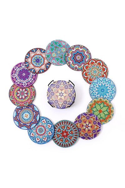 Choice Aa1132 12piece Manda Floral Pattern Crystal Rhinestone Hand-painted Diy Diamond Painting Table Insul