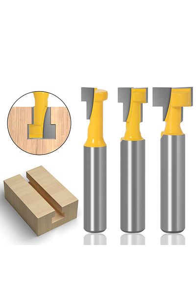 Choice 3 Pcs,8mm Shank Lock Hole Cutter Woodworking Milling Cutter, Wood Picture Frame Hanger T-Type Key...