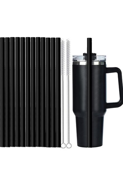 Choice Black 12 Pack Color Replacement Straws For Stanley 30/40 Oz Tumbler, 12 In Long Reusable Plastic Str