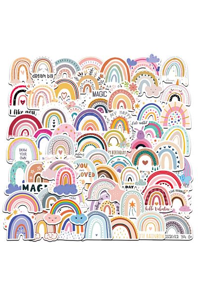 Choice 60pcs-random 60pcs Cartoon Rainbow Bridge Stickers For Girl Children Classic Toys Diy Laptop Fridge