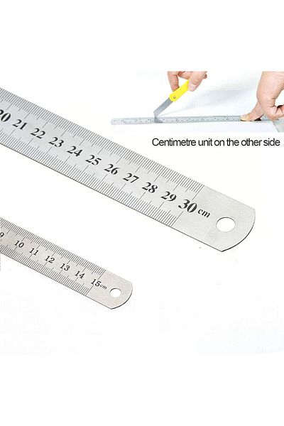 Choice 2pcs 15cm 1pcs 30cm Stainless Steel Double Side Straight Ruler Centimeter Inches Scale Metric Ruler