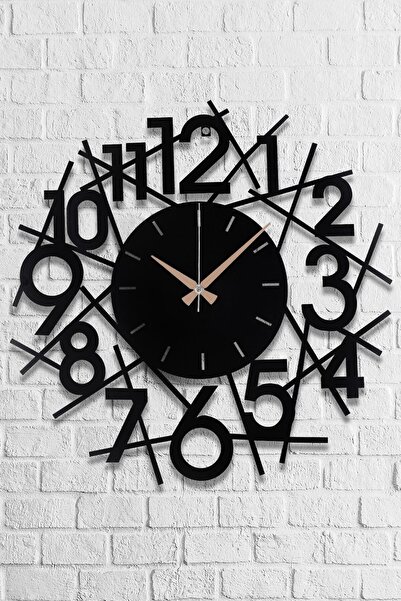 Muyika Design Duvar Saati 50cm Sessiz Mekanizma Siyah Metal Kasa Modern Tasar...
