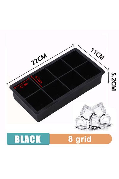 Choice 8 Grid- Black 4/6/8/15 Grid Big Ice Tray Mold Giant Jumbo Large Food Grade Silicone Ice Cube Square