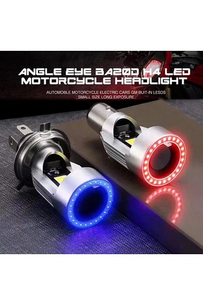 Choice Angel Eye Blue Ba20d Bulb With Fans H4 Ba20d Blue/red Angel Eye Led Motorcycle Headlight Scooter Mot