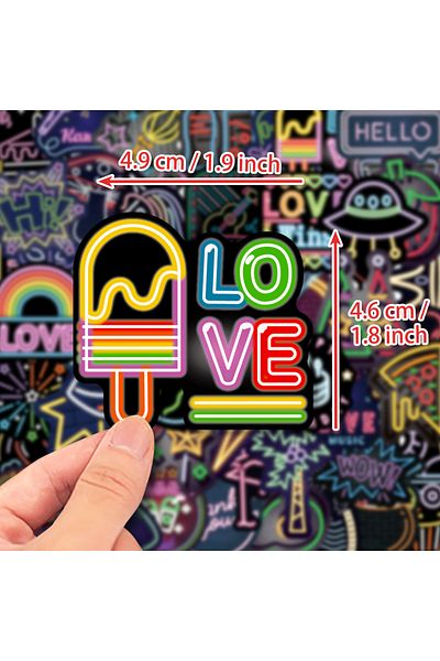 Choice 50pcs 50pcs Cool Neon Light Cartoon Graffiti Stickers Phone Guitar Laptop Notebook Suitcase Cup Wate