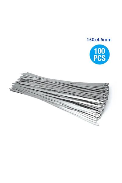 Choice 100pcs 150x4.6mm 304 Ttainless Steel Cable Ties 4.6mm Self-locking Metal Marine Ball Tie High Temper