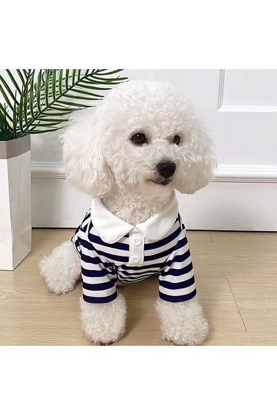 Choice Dog Clothes Teddy York Shire Polo Shirt Summer Dress Striped Pet T-Shirt Dog Costume Soft Pullove...