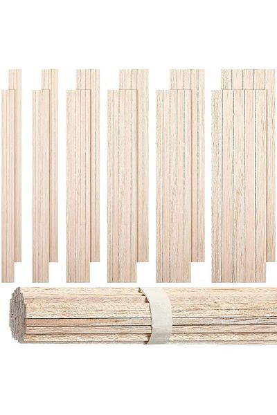 Choice 130pcs Balsa Wood Wooden Strip Craft Square Cudgel Model Toys Building Carving Handicraft DIY Acc...
