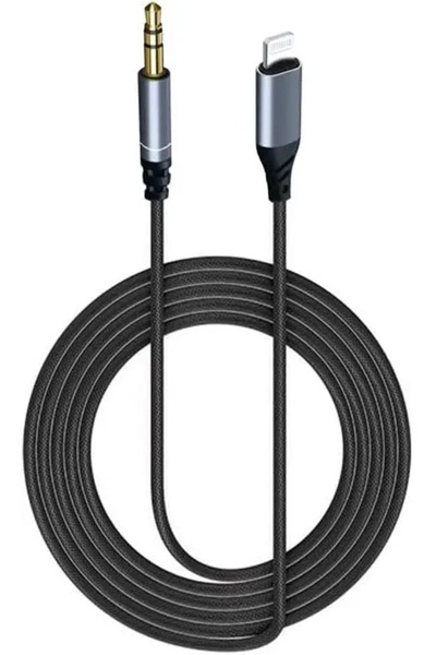 Choice كابل صوت أسود بطول 1.2 متر من Lightning إلى مقبس Aux مقاس 3.5 مم، محول سماعة رأس 8 سنون إلى مقبس Aux مقاس 3.5 مم، كابل صوت Co