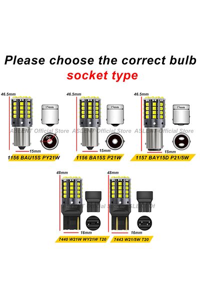 Choice 2x 1157 BAY15D P21/5W 1156 BA15S P21W BAU15S PY21W LED Canbus 3030 44SMD 7440 7443 W21W T20 Turn ...