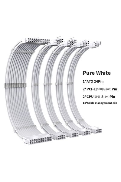 Choice مجموعة كابلات تمديد مزود الطاقة من سلسلة TC-35 من D Teucer، كابل بلون سادة، مقاس 350 مم Atx24pin Pci-e8pi.