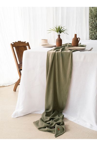 Barine Runner de muselină kaki - 50x250