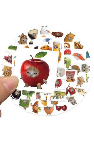 Choice 69pcs Funny Meme Cat And Food Cute Graffiti Stickers For Toy Luggage Laptop Ipad Skateboard Phone...