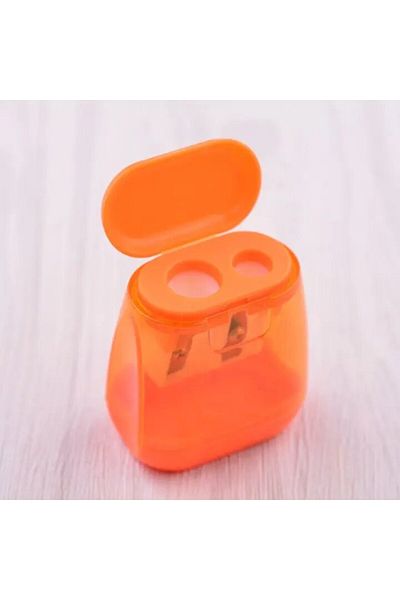 Choice Orange 1pc Student Plastic Color Transparent Pencil Sharpener Geometric Double Hole Sketch Pencil Sh