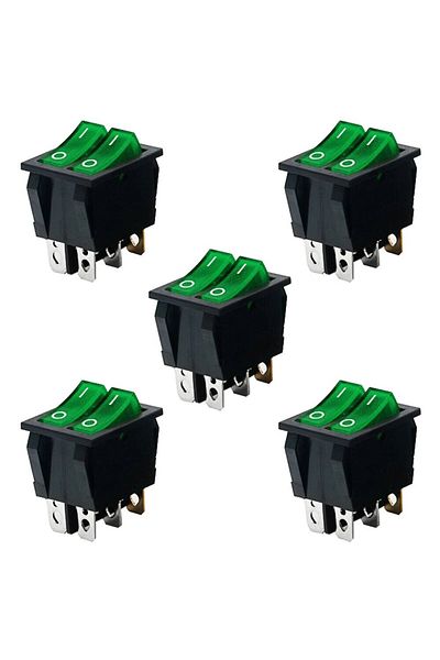 Choice Dual Green With Led 5pcs Double Red Light Rocker Switch 2*spst On-off 6 Pin 30x22mm 2 Way Boat Rocke
