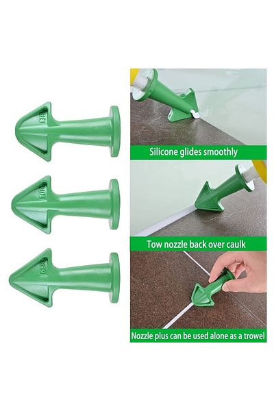 Choice Green 3pcs Caulk Nozzle Applicator Silicone Caulking Tools Kit, Sealant Nozzle Caulking Epoxy Piston