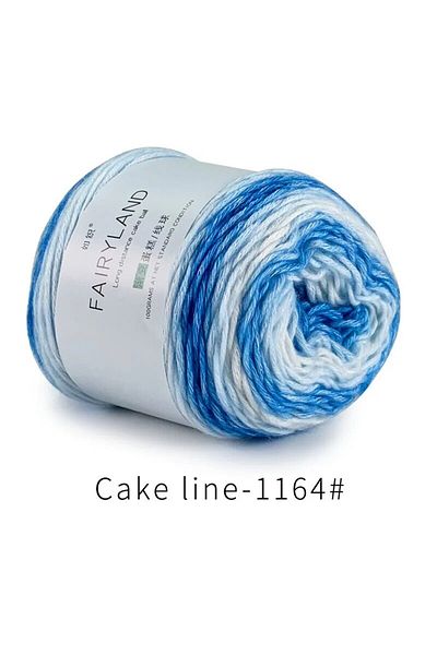 Choice Blue And White Color 1pc Gradient Cake Thread Medium Thick Section Dyed Pure Cotton Wool Thread Whol