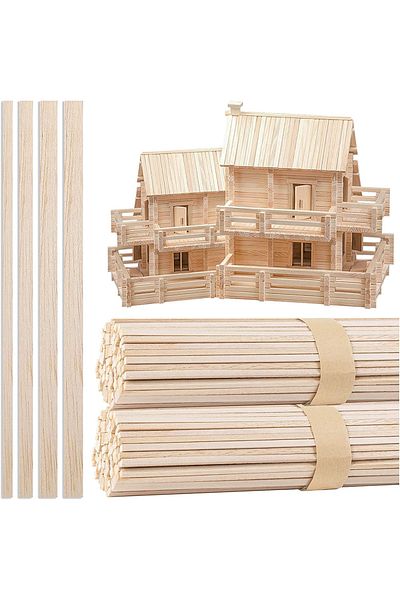 Choice 130pcs Balsa Wood Wooden Strip Craft Square Cudgel Model Toys Building Carving Handicraft DIY Acc...
