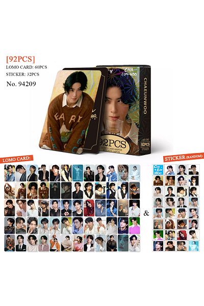 Choice 94209-Cha Eun Woo 92PCS Astro Cha EunWoo Korean Singer LOMO Card Photo Card Stickers Korean Idol Fan