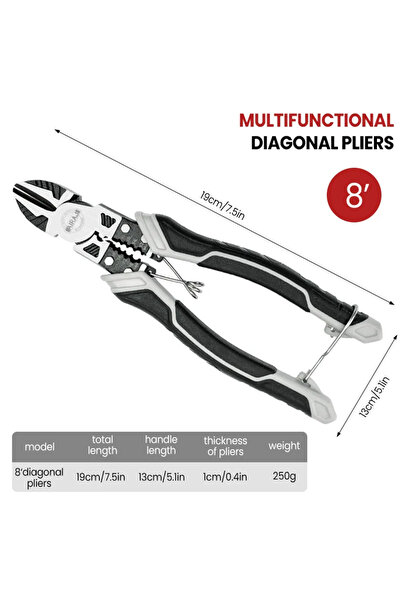 choice2 كماشة قطرية متعددة الوظائف من AIRAJ مقاس 8 بوصات، قواطع أسلاك احترافية