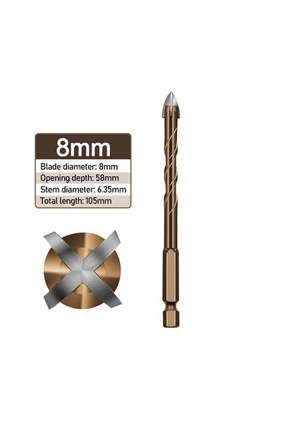 atooltour Concrete Bit 8mm Masonry Concrete Drill Bits For Glass Ceramic Tile Brick Plastic Wood Mason Hard Al