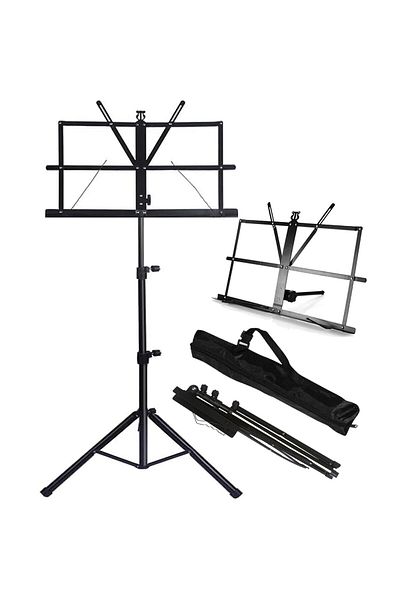 Miwayer Black Music Stand 2 In 1 Dual Use Folding Sheet Music Stand Desktop Book Stand Portable And Lightwei