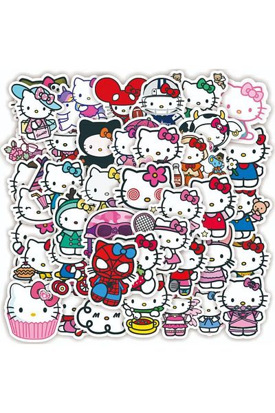 Miniso 50PCS 50/100Pcs Hello Kitty Cartoon Stickers Girl Decals for Laptop Diary Scrapbook Stationery Car D