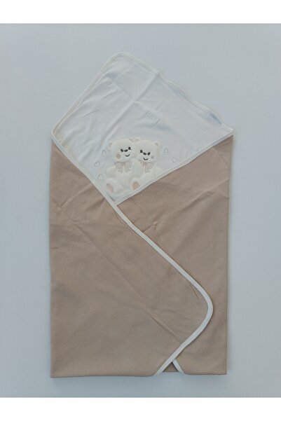 Tomuycuk 80X90 cm 100% Cotton Seasonal Baby Blanket - Brown Embroidered Blanket