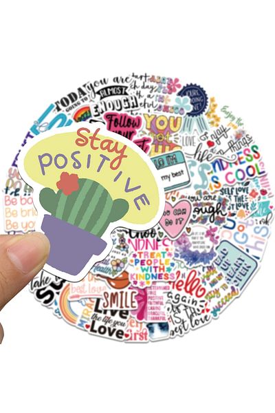Choice 52pcs-random 52pcs Inspirational Quote Stickers Pack Positive Decals For Water Bottle Laptop Phone S