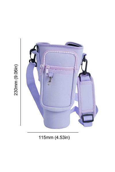 Choice A Purple 40oz Neoprene Water Bottle Carrier Bag For Stanley Quencher Cup Sleeve Adjustable Shoulder