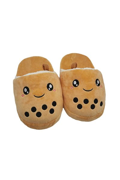 Choice Cartoon Boba Milk Tea Plush Slippers Pearl Milk Tea Autumn and Winter Home Slippers Warm Soft Sol...