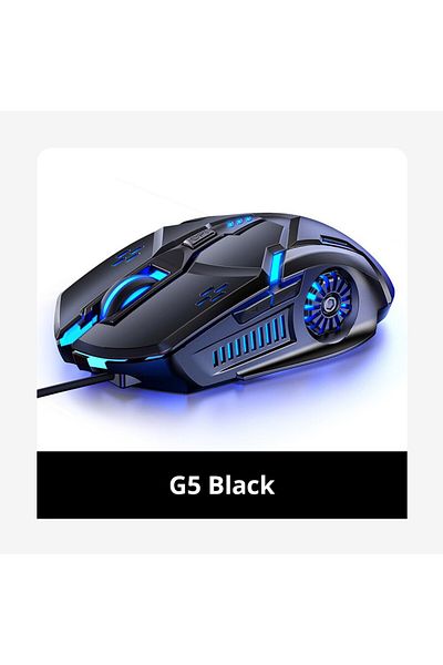 Choice ماوس G5 أسود فضي اللون من شركة Eagle G5 مزود بإضاءة خلفية وسلكي مزود بستة مفاتيح وإكسسوارات كمبيوتر وآلات ألعاب رياضية إلكترونية