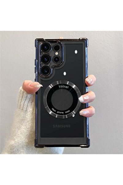 Choice For Galaxy S24Ultra black Luxury Plating Magnetic Clear Case for Samsung Galaxy A55 5G A56 A54 S25 E