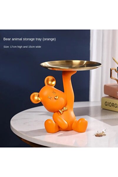 Choice خزانة أحذية بمدخل برتقالي مع صينية تخزين مفاتيح وديكور من الراتينج 17*...
