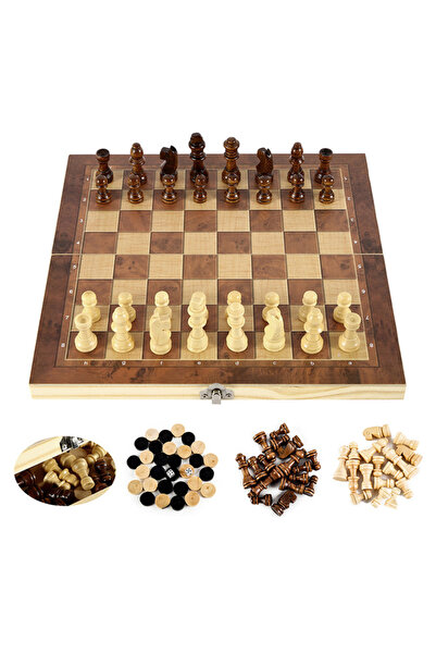 Choice لوحة شطرنج 24 سم، لوحة شطرنج 3 في 1، لوحة لعبة شطرنج خشبية قابلة للطي، لوحة شطرنج خشبية