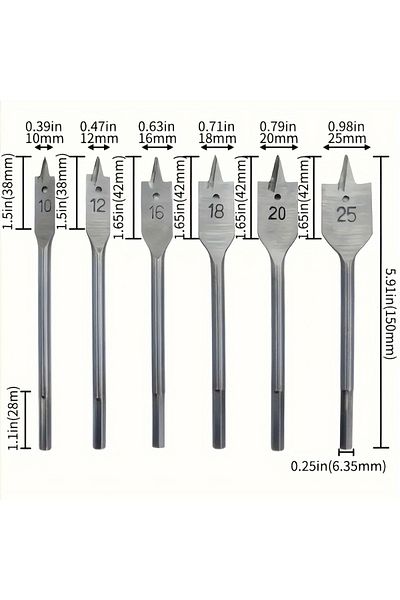 Choice 1x 6pcs Set Woodworking Flat Drill Bits Three-point Bit Set Drawer Door Lock Boring Tool Wood Board