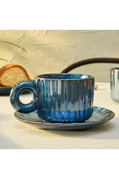 Karaca Karaca Arthur Marineblaue Teetasse für 2 Personen, 260 ml