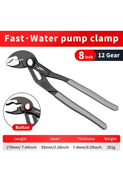 Choice 8 Inch Water Pump Pliers Quick-release Plumbing Pliers Pipe Wrench Adjustable Water Pipe Clamp Plier