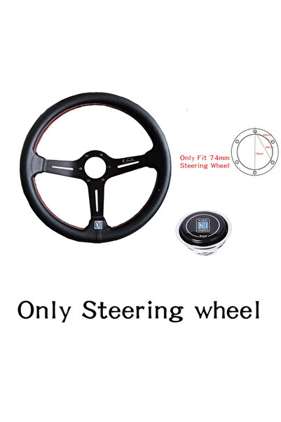 Choice عجلة قيادة سباق سيارات جلدية عالمية سوداء مقاس 14 بوصة 350 مم، ذات تصم...