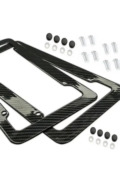 Choice 2set New Universal 30*15cm 1/2pcs License Plate Frame Carbon Pattern Plastic License Plate Frame Bra