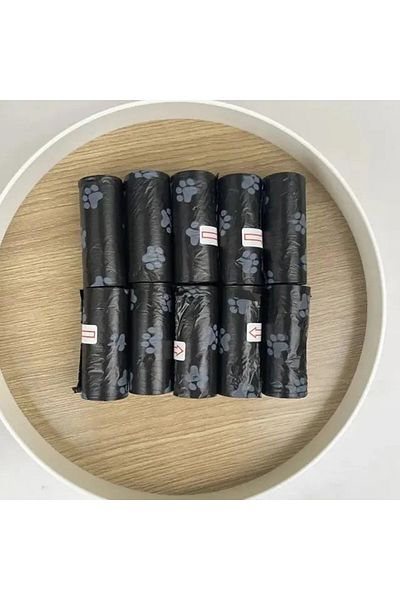 Choice 6x2.3cm Black Print 10 Rolls Paw Print Pet Garbage Bags, Leak Proof Pet Dog Waste Bags Doggie Poop B
